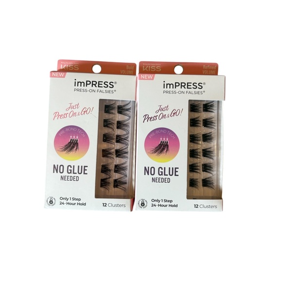 Kiss imPRESS No Glue Needed Black Lashes | 12 clusters - Bold and Refined - Picture 1 of 7